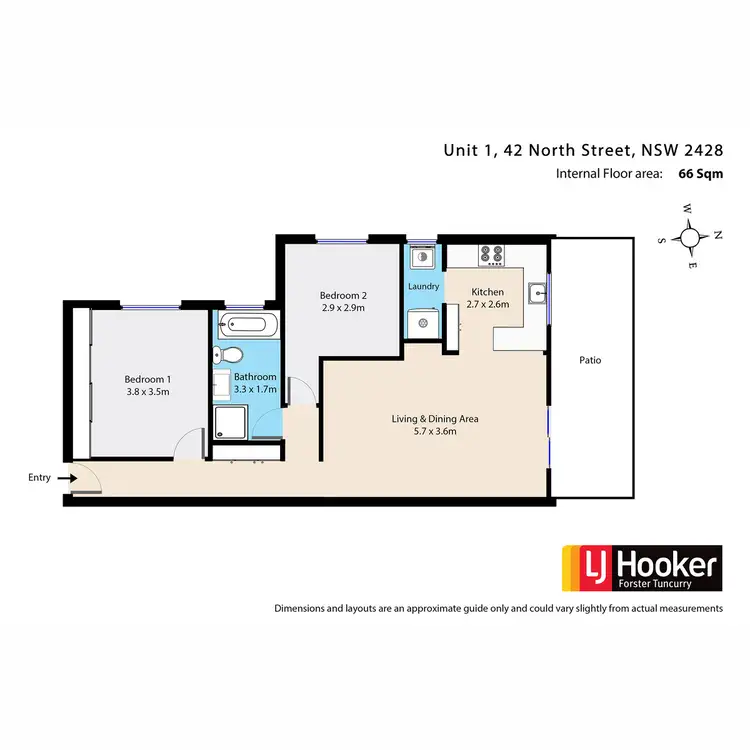 Floorplan of Homely unit listing, 1/42-44 North Street, Forster NSW 2428