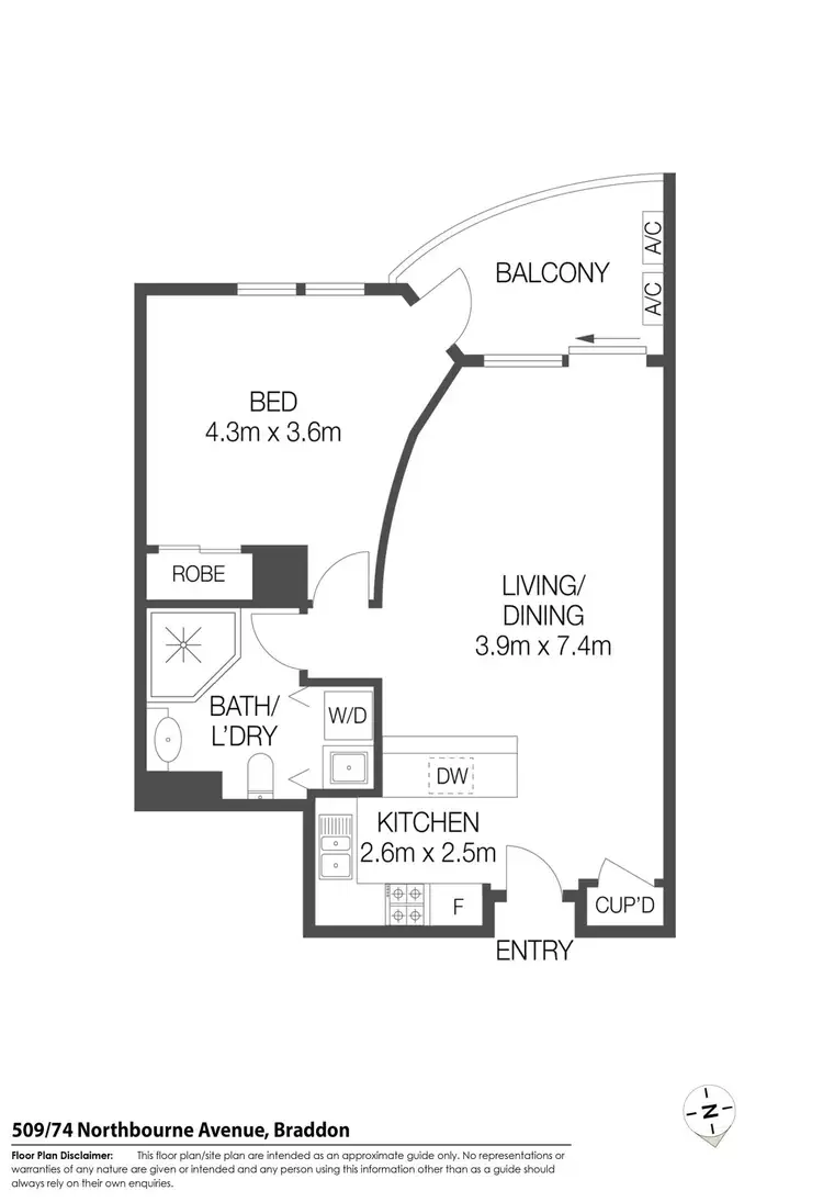 Floorplan of Homely apartment listing, 509/74 Northbourne Avenue, Braddon ACT 2612