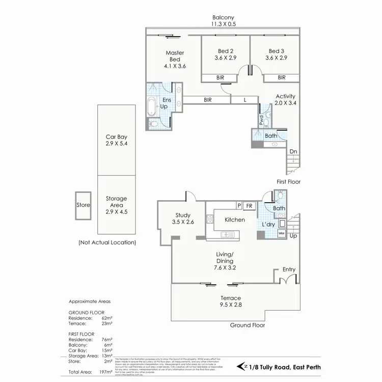 Floorplan of Homely apartment listing, 1/8 Tully Road, East Perth WA 6004
