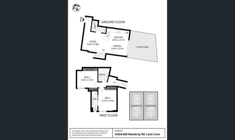 Floorplan of Homely townhouse listing, 3/634 Mowbray Road, Lane Cove NSW 2066