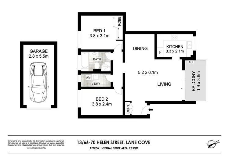 Floorplan of Homely unit listing, 13/66 Helen Street, Lane Cove NSW 2066