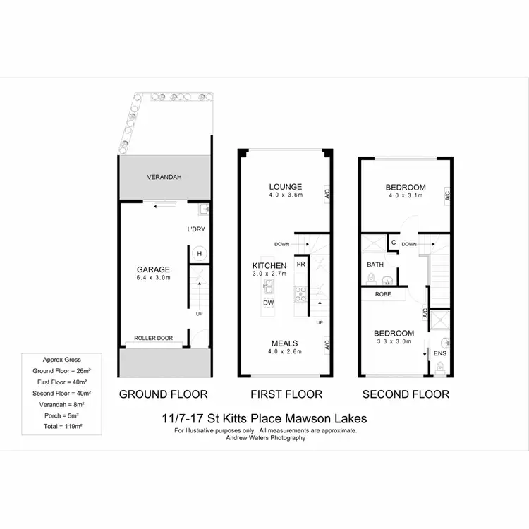 Floorplan of Homely townhouse listing, 11/7 St Kitts Place, Mawson Lakes SA 5095