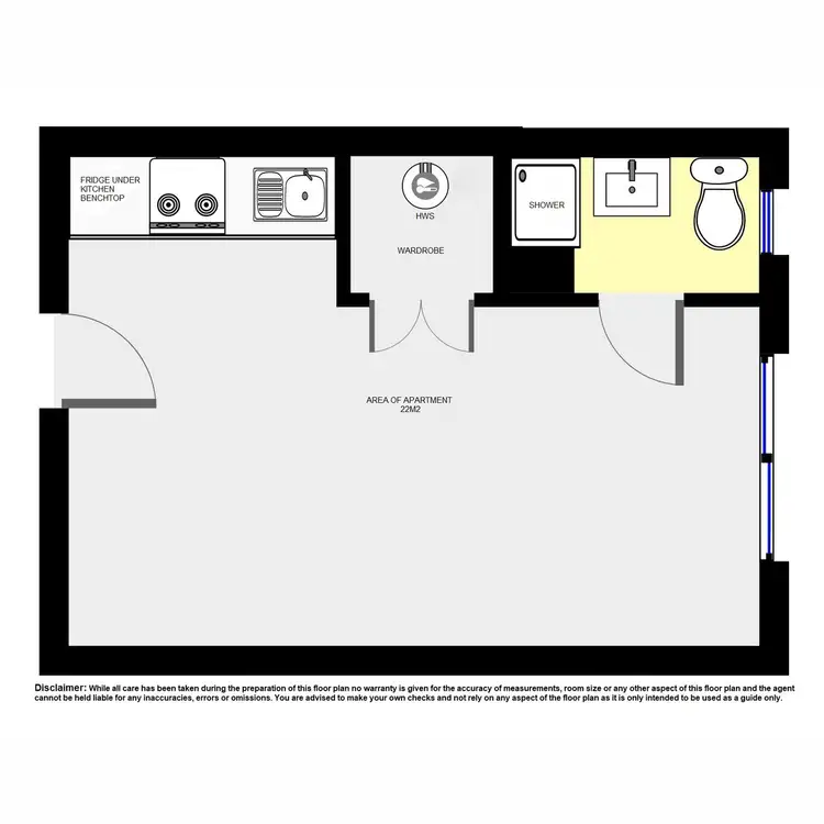 Floorplan of Homely studio listing, 15/76 Lisburn Street, East Brisbane QLD 4169