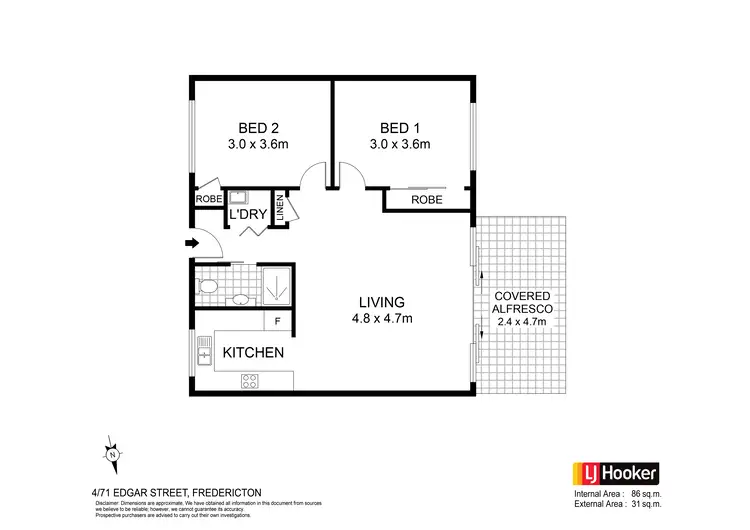 Floorplan of Homely unit listing, Unit 4/71 Edgar Street, Frederickton NSW 2440