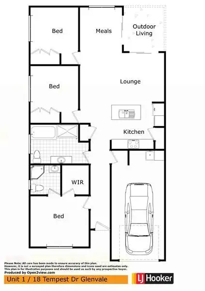 Floorplan of Homely unit listing, 1/18 Tempest Drive, Glenvale QLD 4350