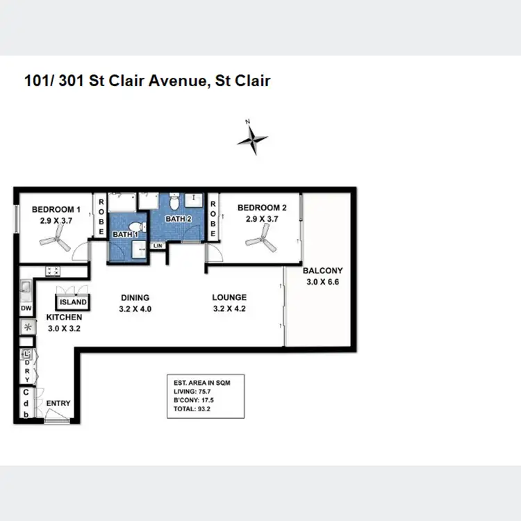 Floorplan of Homely apartment listing, 101/301 St Clair Avenue, St Clair SA 5011