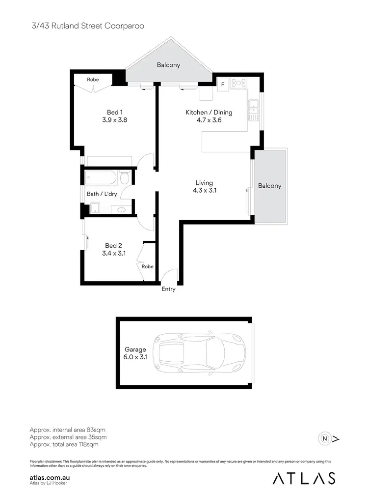 Floorplan of Homely unit listing, 3/43 Rutland Street, Coorparoo QLD 4151