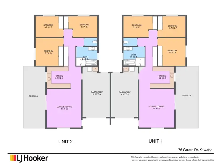 Floorplan of Homely semi-detached listing, 76 Carara Drive, Kawana QLD 4701