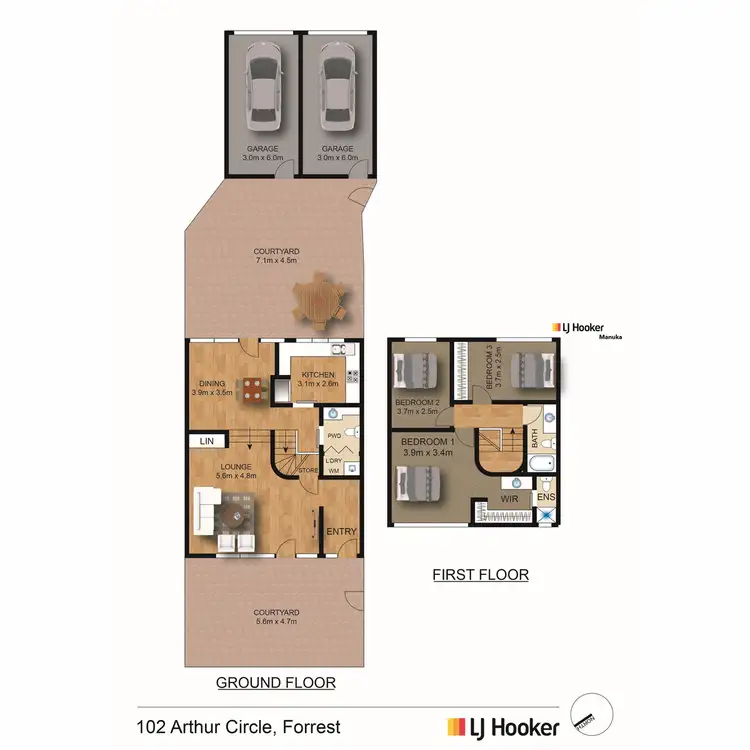 Floorplan of Homely townhouse listing, 102 Arthur Circle, Forrest ACT 2603