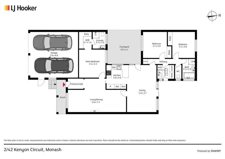 Floorplan of Homely townhouse listing, 2/42 Kenyon Circuit, Monash ACT 2904