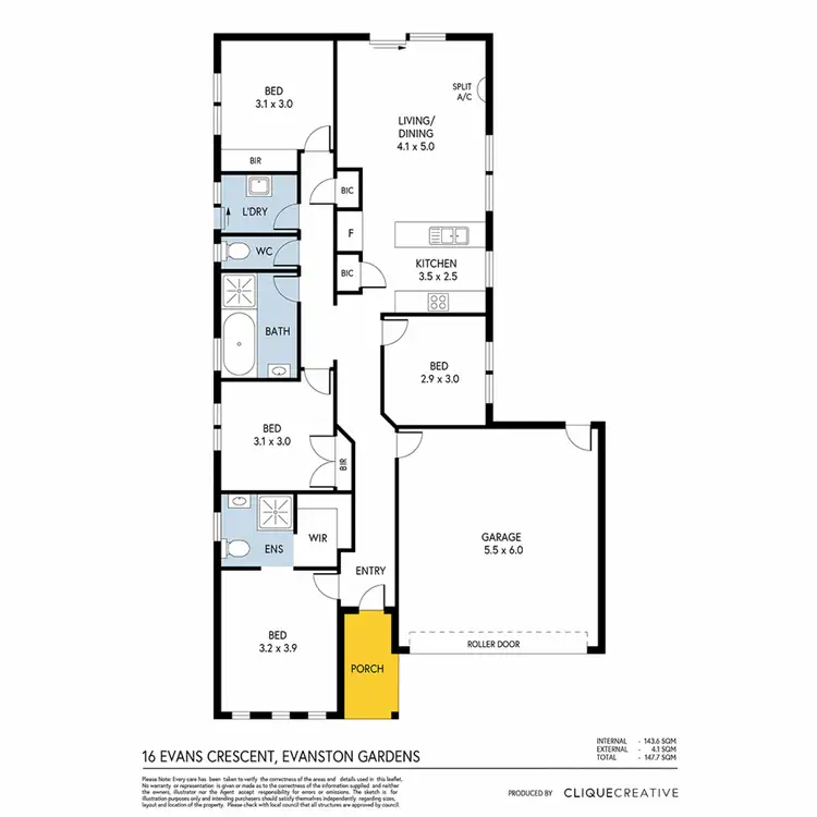 Floorplan of Homely house listing, 16 Evans Crescent, Evanston Gardens SA 5116