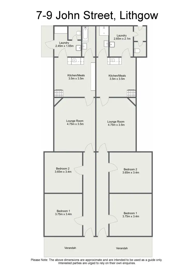 Floorplan of Homely semi-detached listing, 7-9 John Street, Lithgow NSW 2790