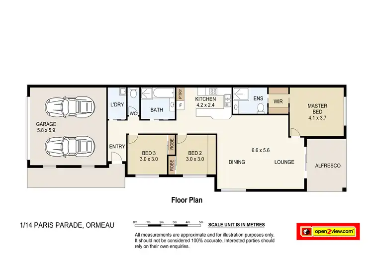 Floorplan of Homely semi-detached listing, 1/14 Paris Parade, Ormeau QLD 4208
