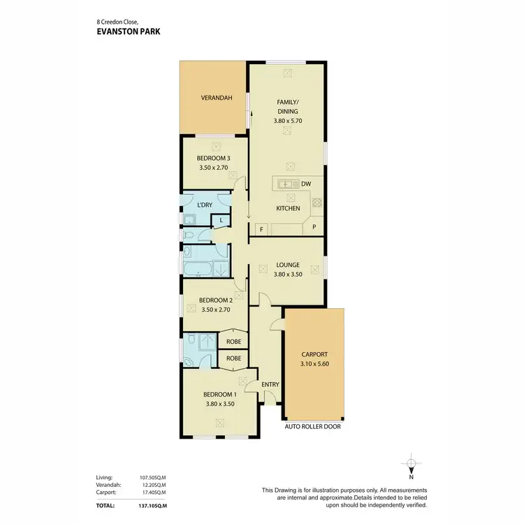 Floorplan of Homely house listing, 8 Creedon Close, Evanston Park SA 5116