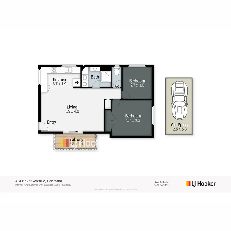 Floorplan of Homely apartment listing, 4/4 Baker Avenue, Labrador QLD 4215