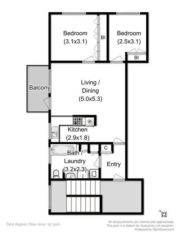 Floorplan of Homely unit listing, 12/92 Barrack Street, Hobart TAS 7000