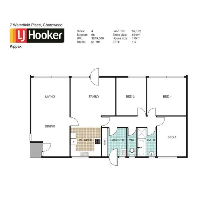 Floorplan of Homely house listing, 7 Waterfield Place, Charnwood ACT 2615