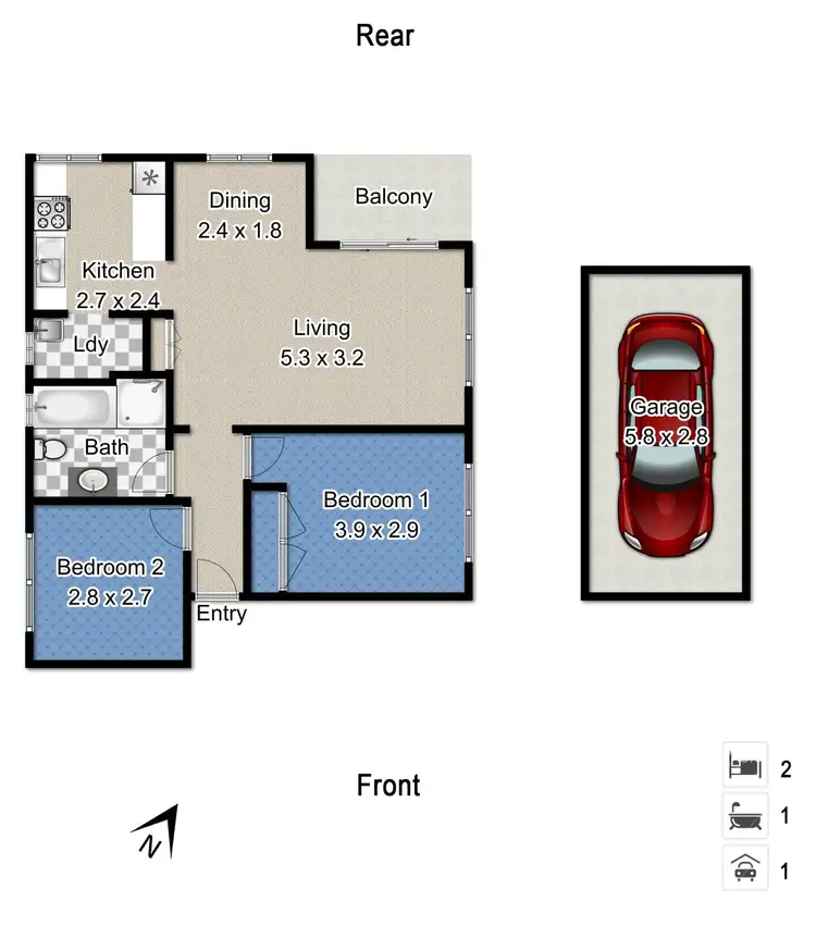 Floorplan of Homely unit listing, 44/132 Lethbridge Street, Penrith NSW 2750