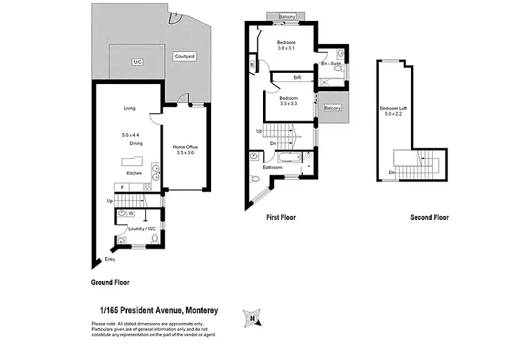 Floorplan of Homely townhouse listing, 1/165 President Avenue, Monterey NSW 2217