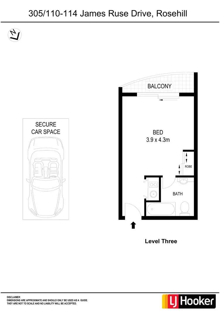 Floorplan of Homely studio listing, 305/110-114 James Ruse Drive, Rosehill NSW 2142