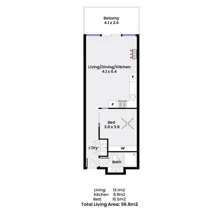 Floorplan of Homely apartment listing, 315/2-6 Pilla Avenue, New Port SA 5015