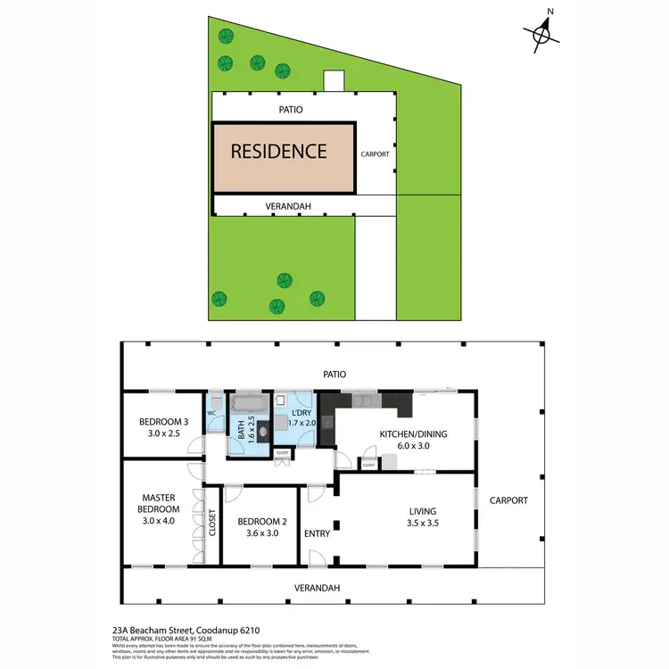 Floorplan of Homely semi-detached listing, 23A Beacham Street, Coodanup WA 6210