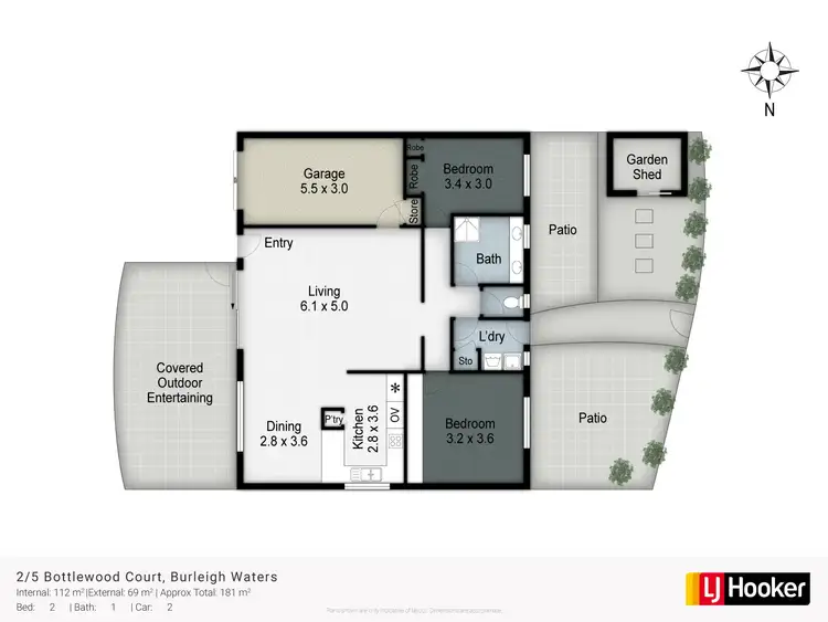 Floorplan of Homely semi-detached listing, 2/5 Bottlewood Court, Burleigh Waters QLD 4220