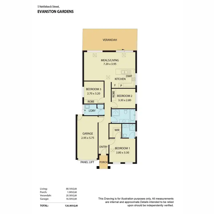 Floorplan of Homely house listing, 5 Nettlebeck Street, Evanston Gardens SA 5116