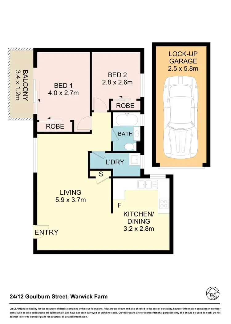 Floorplan of Homely unit listing, 24/12 Goulburn St, Warwick Farm NSW 2170