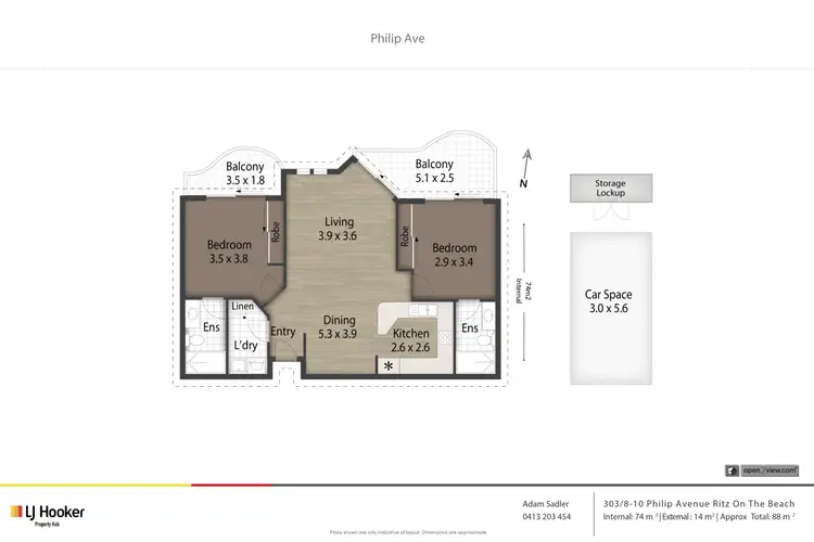 Floorplan of Homely unit listing, 303/8 Philip Avenue, Broadbeach QLD 4218