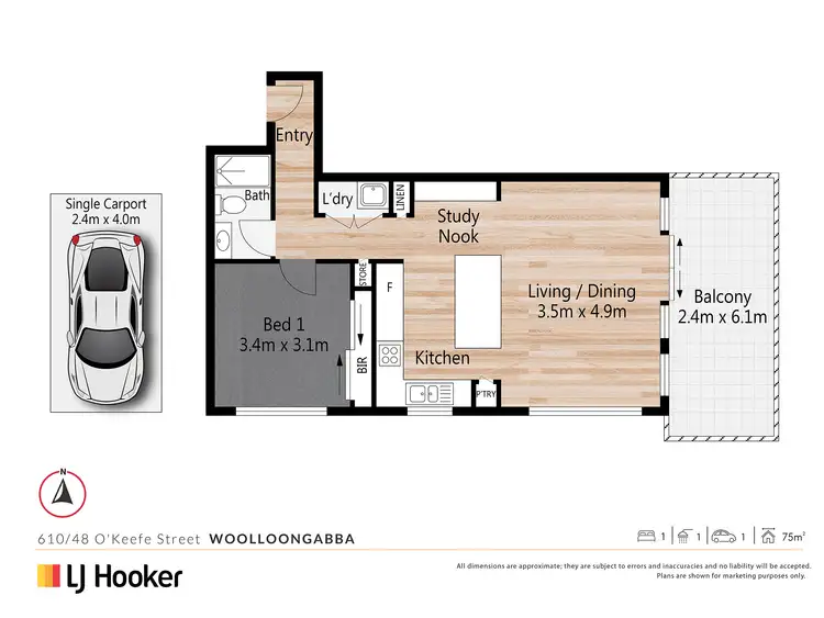 Floorplan of Homely unit listing, 610/48 O'Keefe Street, Woolloongabba QLD 4102