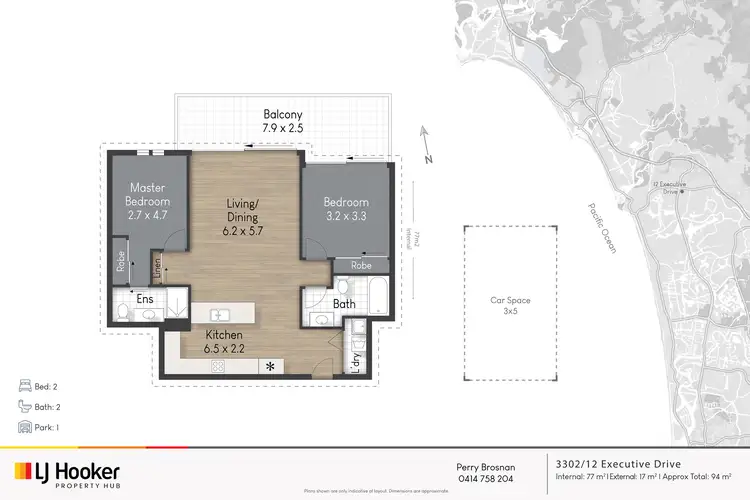 Floorplan of Homely apartment listing, 3302/12-14 Executive Drive, Burleigh Waters QLD 4220