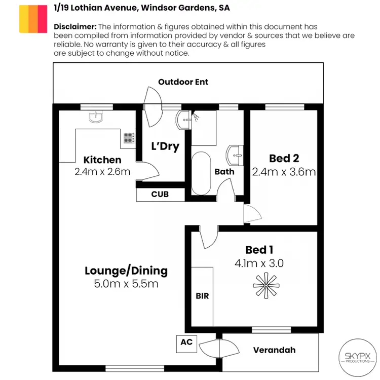 Floorplan of Homely unit listing, 1/19 Lothian Avenue, Windsor Gardens SA 5087