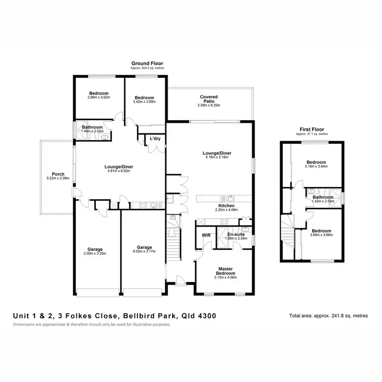 Floorplan of Homely semi-detached listing, 1 & 2/3 Folkes Close, Bellbird Park QLD 4300