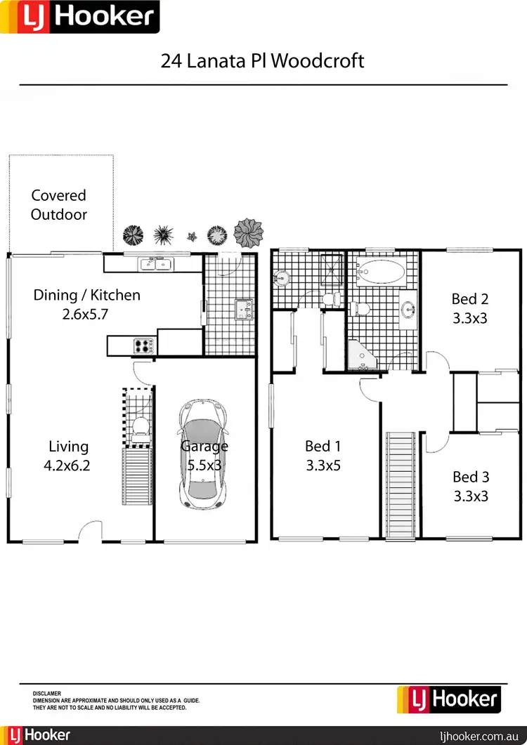 Floorplan of Homely semi-detached listing, 24 Lantana Place, Woodcroft NSW 2767