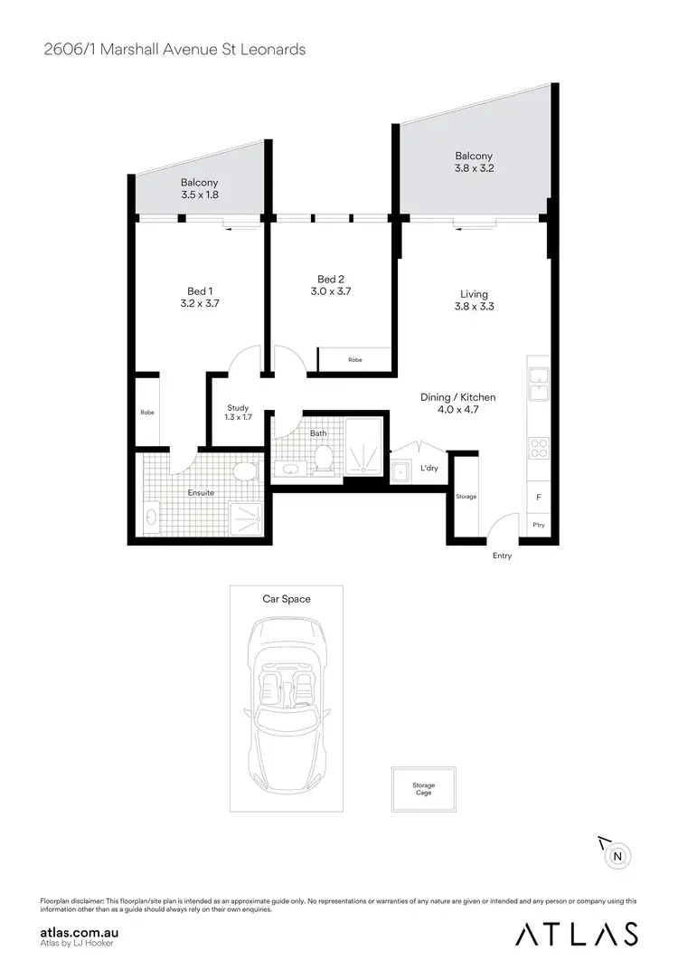Floorplan of Homely apartment listing, 2606/1 Marshall Avenue, St Leonards NSW 2065