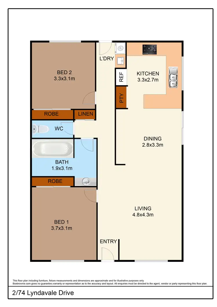 Floorplan of Homely unit listing, 2/74 Lyndavale Drive, Larapinta NT 875