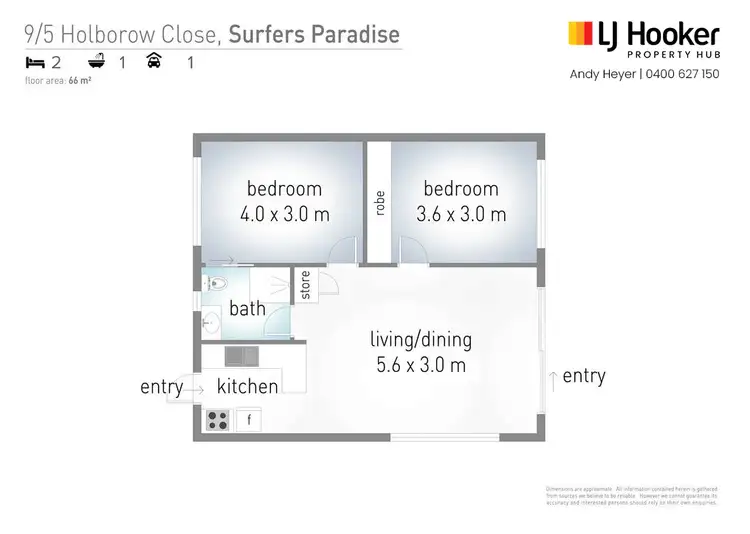 Floorplan of Homely unit listing, 9/5 Holborow Close, Surfers Paradise QLD 4217