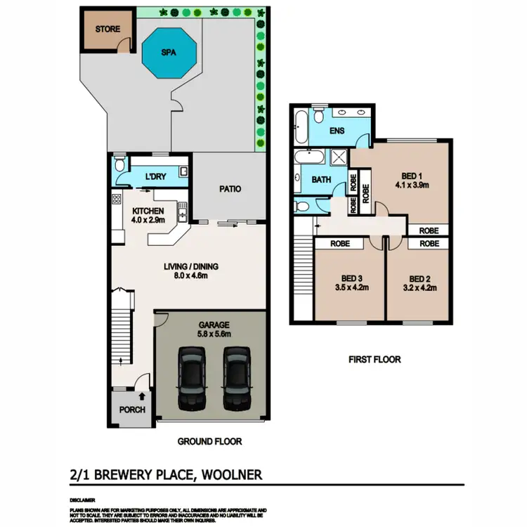 Floorplan of Homely townhouse listing, 2/1 Brewery Place, Woolner NT 820