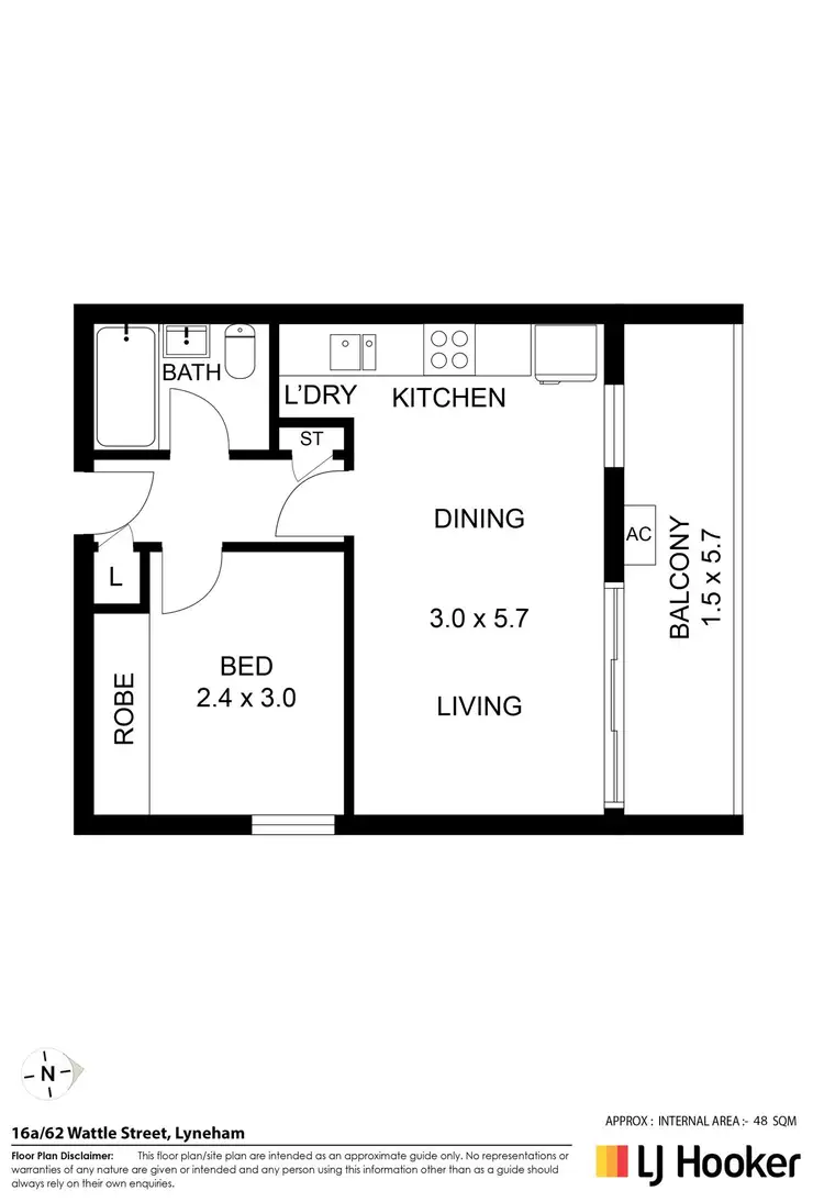 Floorplan of Homely unit listing, 16A/62 Wattle Street, Lyneham ACT 2602