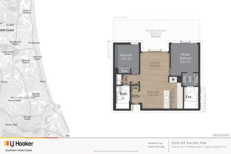 Floorplan of Homely unit listing, 1205/65 Varsity Parade, Varsity Lakes QLD 4227
