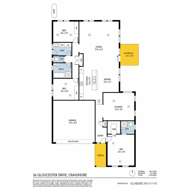 Floorplan of Homely house listing, 36 Gloucester Drive, Craigmore SA 5114