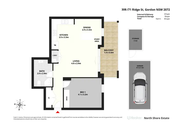 Floorplan of Homely apartment listing, 308/71 Ridge Street, Gordon NSW 2072