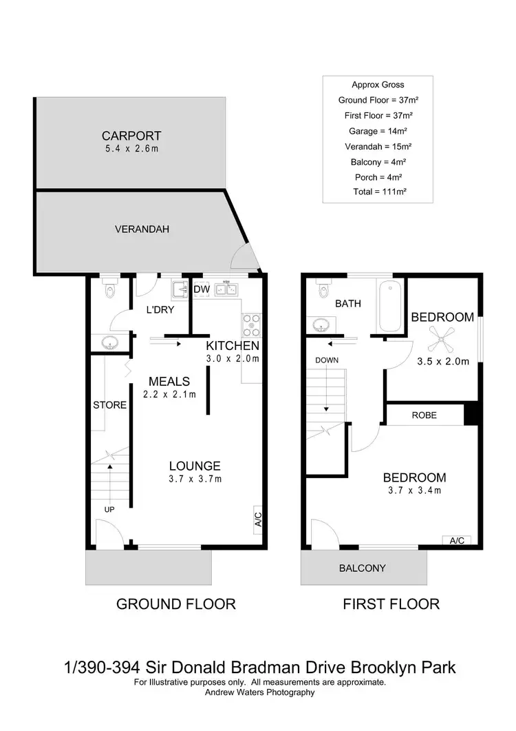 Floorplan of Homely townhouse listing, 1/390-394 Sir Donald Bradman Drive, Brooklyn Park SA 5032
