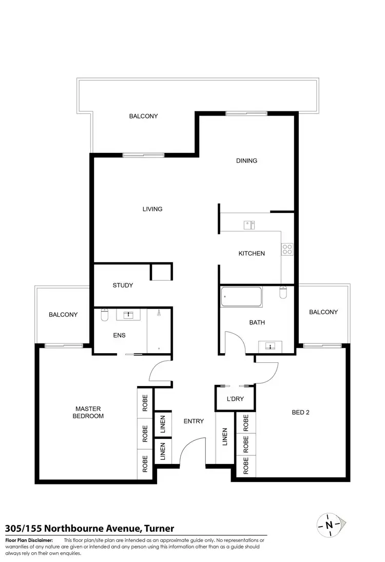 Floorplan of Homely apartment listing, 305/155 Northbourne Avenue, Turner ACT 2612