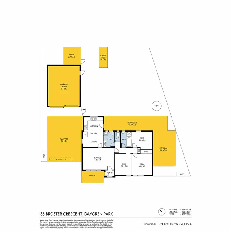 Floorplan of Homely house listing, 36 Broster Crescent, Davoren Park SA 5113
