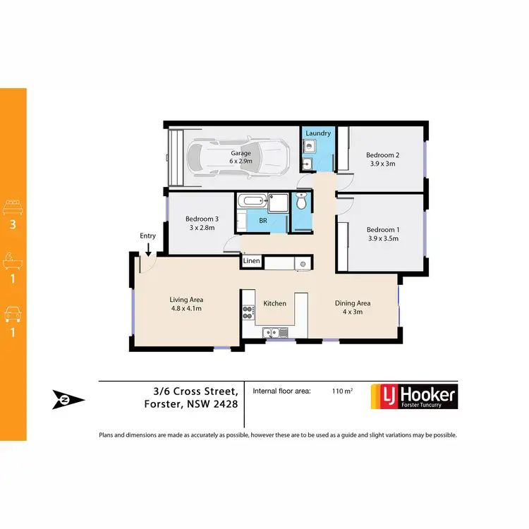 Floorplan of Homely villa listing, 3/6 Cross Street, Forster NSW 2428