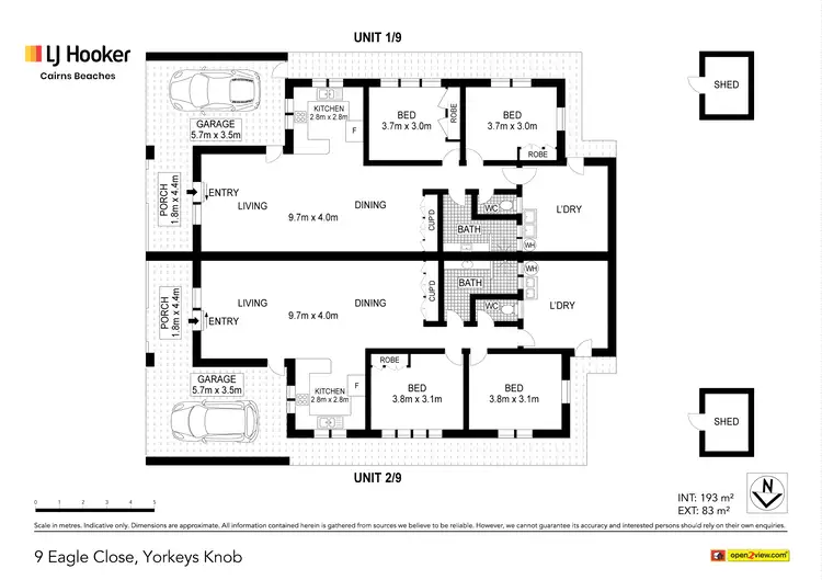 Floorplan of Homely semi-detached listing, 1 & 2/9 Eagle Close, Yorkeys Knob QLD 4878