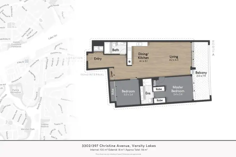 Floorplan of Homely apartment listing, 3302/397 Christine Avenue, Varsity Lakes QLD 4227