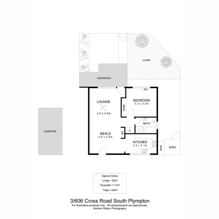 Floorplan of Homely unit listing, 3/606 Cross Road, South Plympton SA 5038